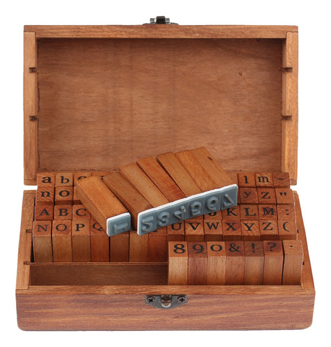 I 70 Unids / Set Sellos De Goma Caja De Madera Vintage Caja