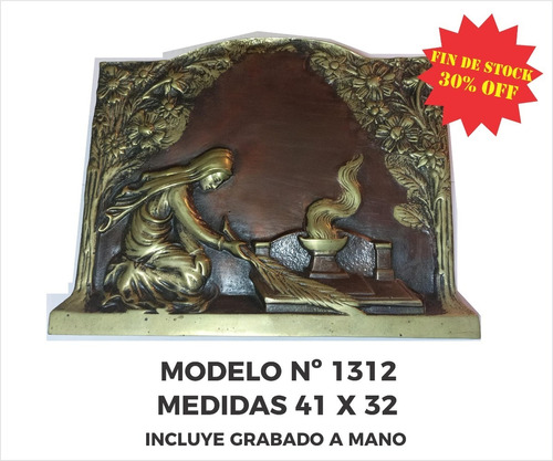 Placa Funebre Bronce                  Nº 1312 Grabado Gratis