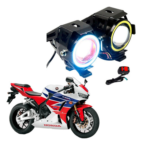 Kit Led Farol Milha Moto Cbr 600rr 2012 Angel Eye U7 Mini