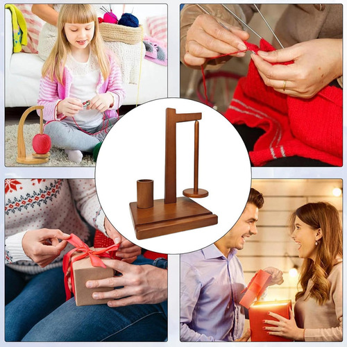 Hilandero De Madera Con Soporte For Ovillos De Lana