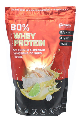 Whey Protein Concentrado Ganho Massa Torta Limao Growth 1kg Sabor Torta De Limão