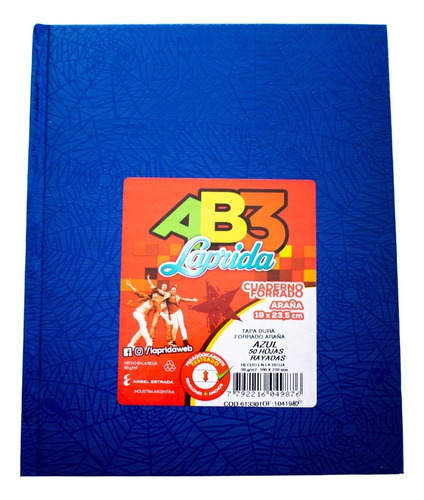 Cuaderno Laprida Ab3 19x23cm T/dura Simil Abc X50 Hj Cuadric Color Azul