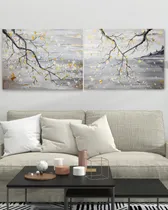 Comprar Cuadros Modernos Tripticos Decorativos Japon Comedor Beige Pintados A Mano Texturados Arena