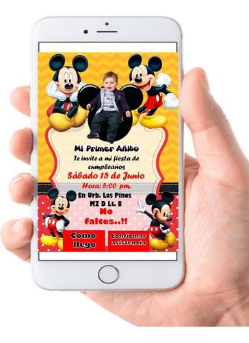 Invitacion Mickey Con Foto - Interactiva