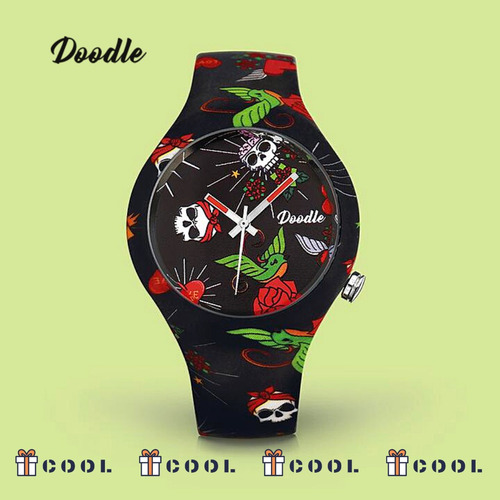 Imagen 1 de 5 de Reloj Unisex Doodle Watch Rosas Y Corazones Analogico