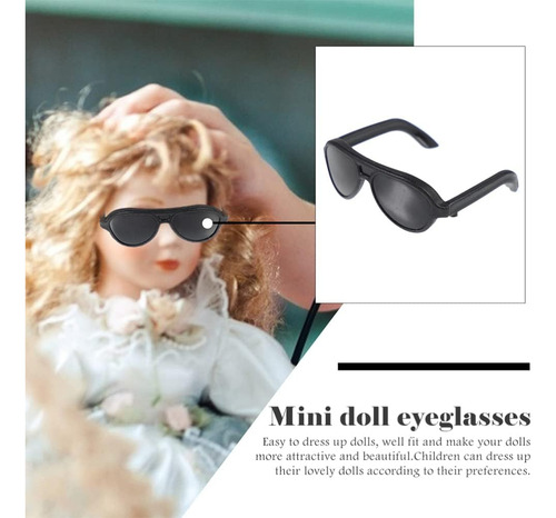 Nuobesty Gafas De Sol Para Muñeca, Mini Gafas De Sol Negras,