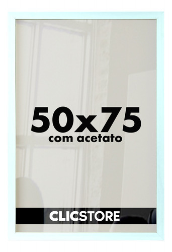 Moldura 50x75 Acetato Quadros Poster Foto Madeira Fundo Mdf Cor Branco