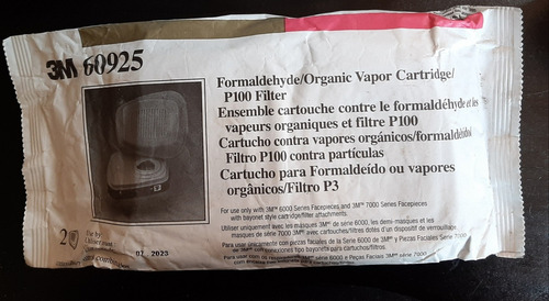 Filtros Cartuchos 60925 3m Formaldehídos P100 Orgánicos Vapo