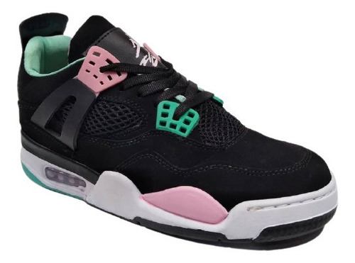 Botas Zapatos Air Jordan Retro 4 Damas Negra Rosa Verde 