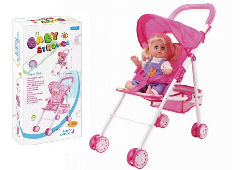 Imagen 2 de 2 de Bebe De 30cm Con Coche De Metal, Llora Y Hace Pipi