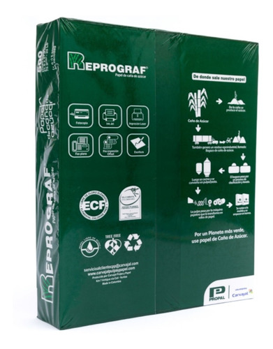 Imagen 2 de 3 de Resma Papel Blanco/ecologico Reprograf 75 Gr Carta 500 Hoja