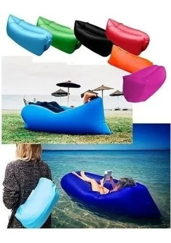 Sillón Puff Colchon Inflable Playa Pileta Camping + Bolso Ct