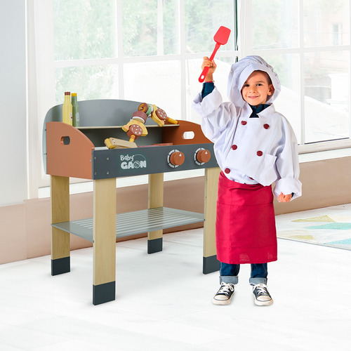 Cocinita De Juguete Parrilla Asador Juego Didáctico Infantil Color Gris/naranja