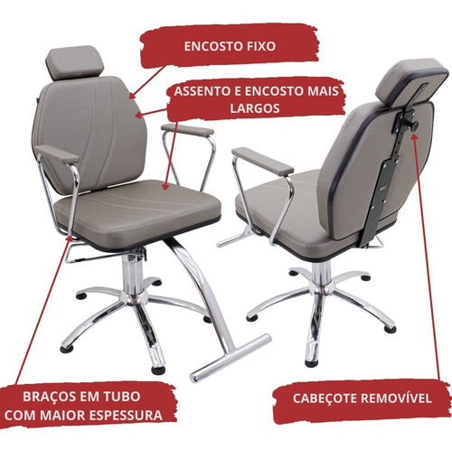 Imagem 3 de 8 de Poltrona Cadeira Fixa Hidráulica Móveis Para Salão De Beleza