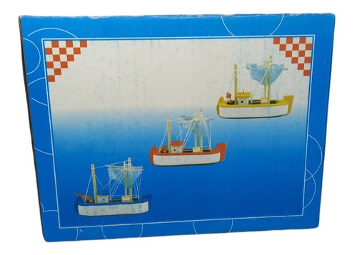 Figura Decorativa Mini Barco Pesquero 12x3x9cm