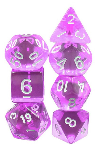 Kit 7 Dados Para Rpg Translúcidos Diversas Cores Cor Tyrian