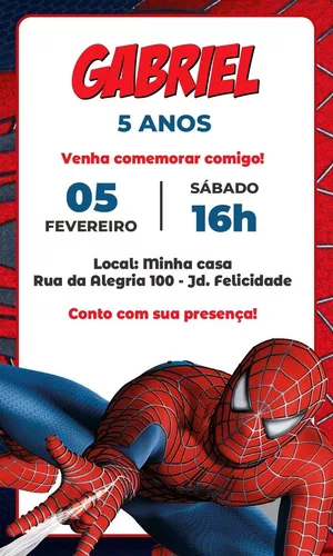 Modelo De Convite De Festa De Aniversário De Homem-aranha