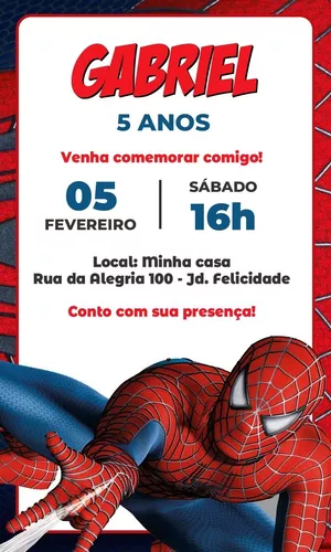 Criar convite de aniversário - Convite Homem Aranha