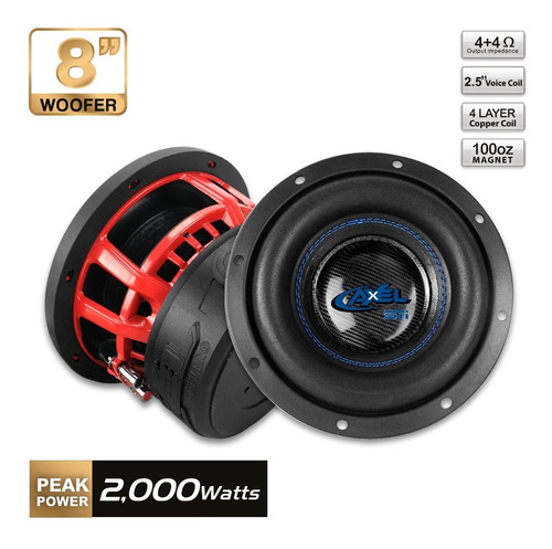 Imagen 2 de 4 de Subwoofer 8 Pulgadas Competencia 4+4 Ohm 2000w Axel Steelpro