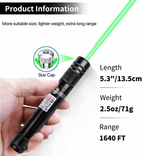 Green Laser Pointer Linterna De Alta Potencia Recargable Usb