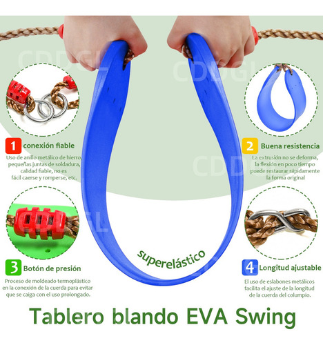 Cddgl 2pzs Juego De Columpios De Plástico Para Niños Con Cuerda Suave Ajustable , Fácil De Instalar, Seguro Y Duradero, Juego De Columpios Para Niños Y Niñas Para Exteriores, Jardín (rojo+azul)