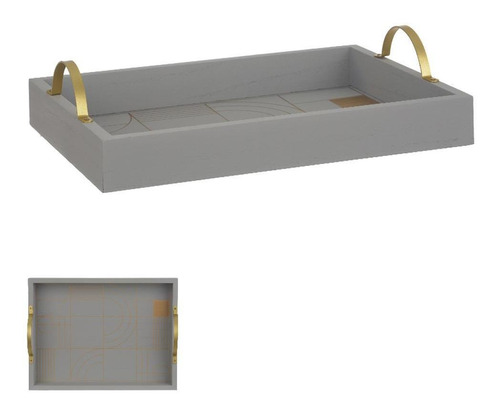 Bandeja Em Mdf Cinza 29,8x22,8x8cm - Florarte