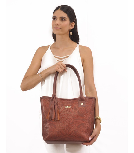 Imagen 8 de 8 de Bolso De Piel Cincelado Soraya Bolsa Dama Artesanal Env Full