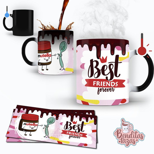 Taza Mágica Amistad Diseño 1 Nutella Y Cuchara Febrero