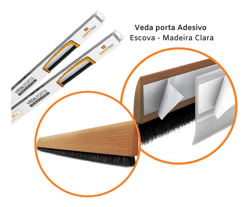 Imagem 5 de 8 de Rodinho Vedador Fácil Instalação Cor Madeira Clara 80 Cm