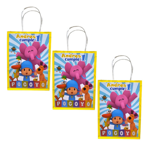 Bolsa Personalizada Cotillon Cumpleaños  X12 Pocoyo