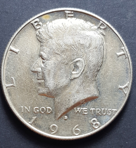 Moneda Usa 50 Centavos Kennedy 1968 D Plata