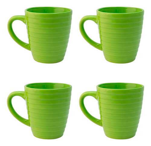 4 Tazas De Cerámica 325 Ml Verde