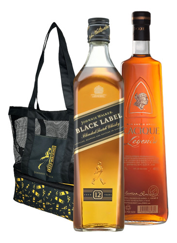 Combo Ron Cacique Leyenda+whisky Black Label+bolso Térmico