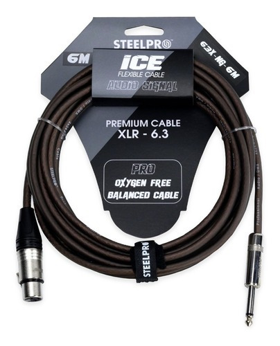 Imagen 1 de 5 de Cable Para Microfono Profesional 6m Hembra-plug 6.3 Steelpro