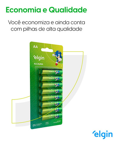 Pilha Alcalina Aa Elgin Bateria 2a Pequena 16 Unidades
