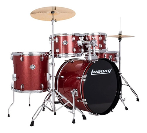 Batería Ludwig Accent Series 5 Piezas Drum Set Bombo 22 Red