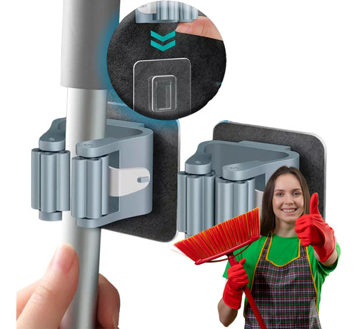 Kit 4 Suporte Organizador Pendurar Vassoura Rodo Mop