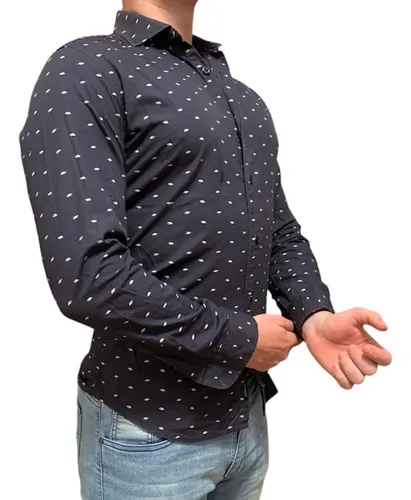 Camisa Negra Prototype Con Puntos Blancos Talle S