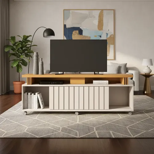 Bancada Rack Briz 1.8 Off White / Cinamomo - Hb | MercadoLivre