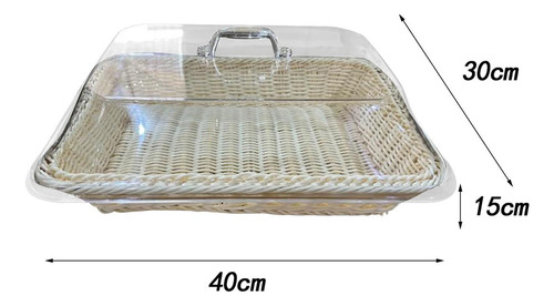 L Cesta De Pan Tejida Con Tapa Y Bandeja (40 X 30 X 15 Cm),