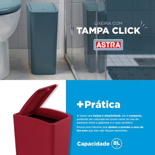 Lixeira Multiuso Com Tampa Click 8l Astra