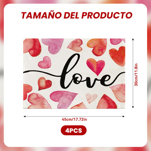 N 4pzs Manteles Individuales De Amor Para San Valentín Decor