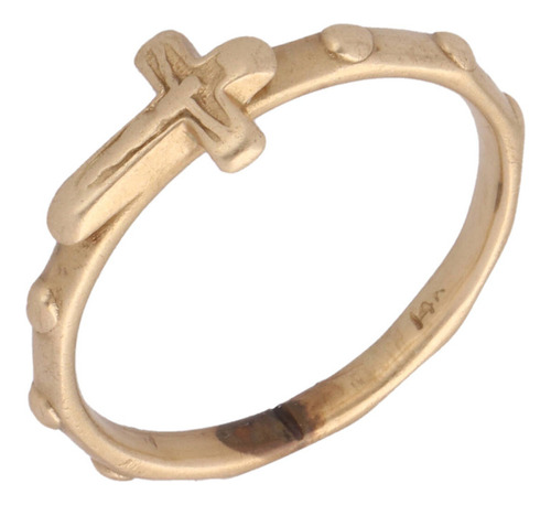 Anillo De 14k Oro Amarillo, Motivo Cruz 2.5 Gramos