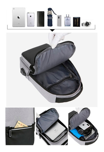 Pechera Impermeable Muramasa Usb Mochila Cruzada Al Hombro Color Negro