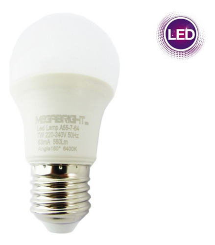 Ampolleta Led 7watt Base E-27 Megabright Luz Blanca Fria