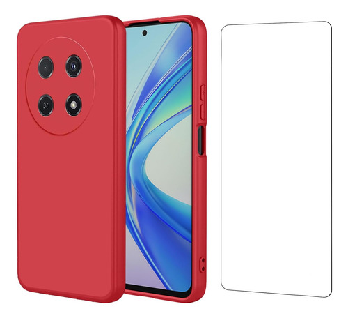 Funda Silicona Líquida Tpu Carcasa Para Nova 12i 4g+mica Rojo Huawei Nova 12i 4g/enioy 70 Pro 4g