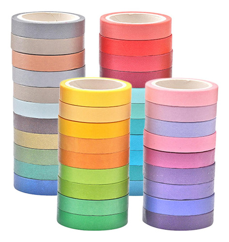 40 Piezas Arcoíris Cinta Adhesiva Adhesiva Decorativa Papel