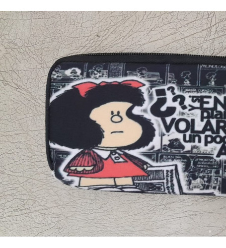 Funda Porta Anteojos Neoprene C/cierre Mafalda Con Frase