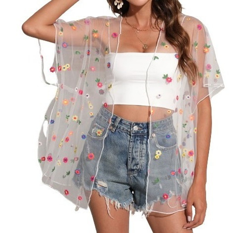 Blusa Bluson Transparente De Flores Kawaii