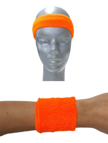 Combo Set Vincha Muñequera Tenista Fluo - Cienfuegos - Color Naranja